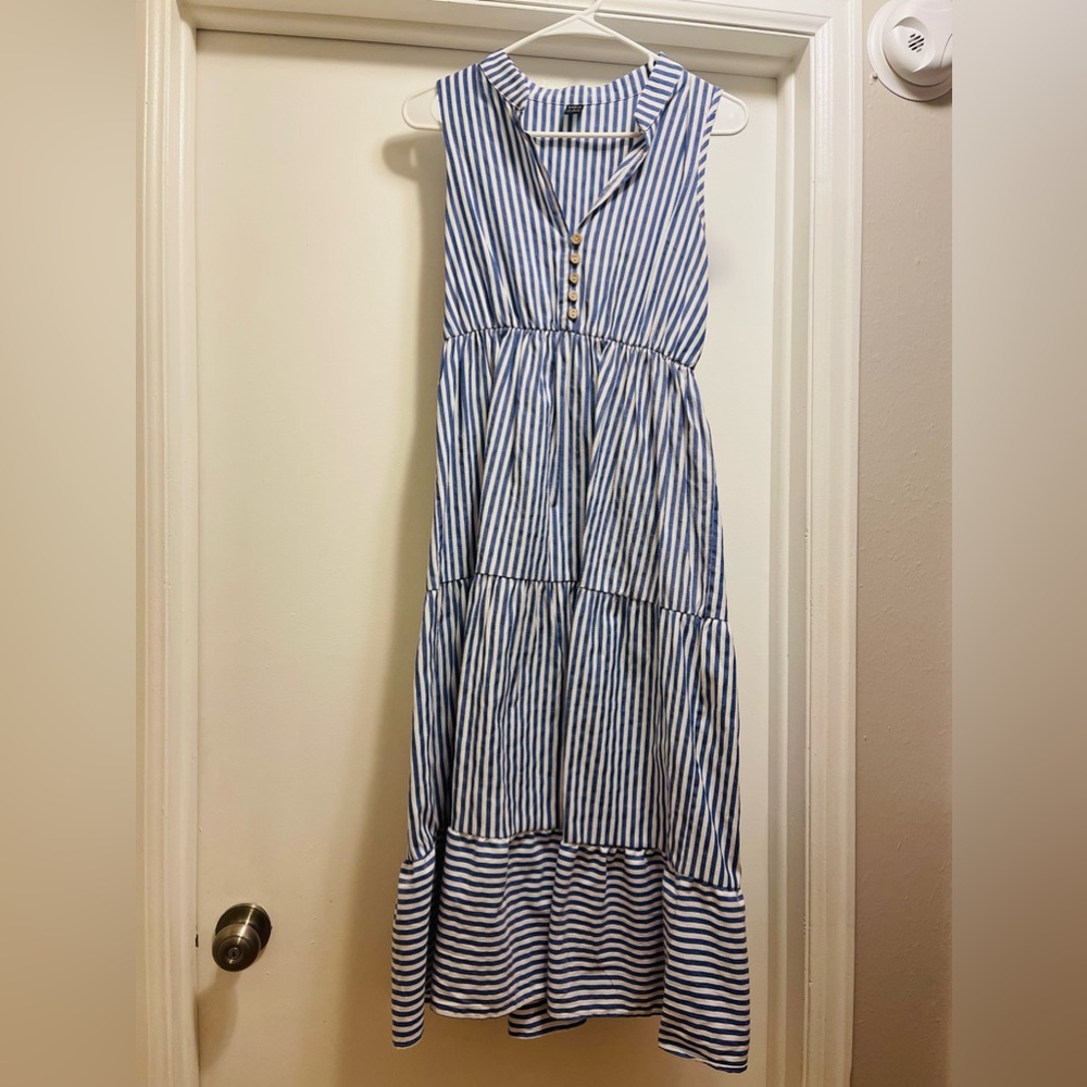 Blue and White Striped Dress